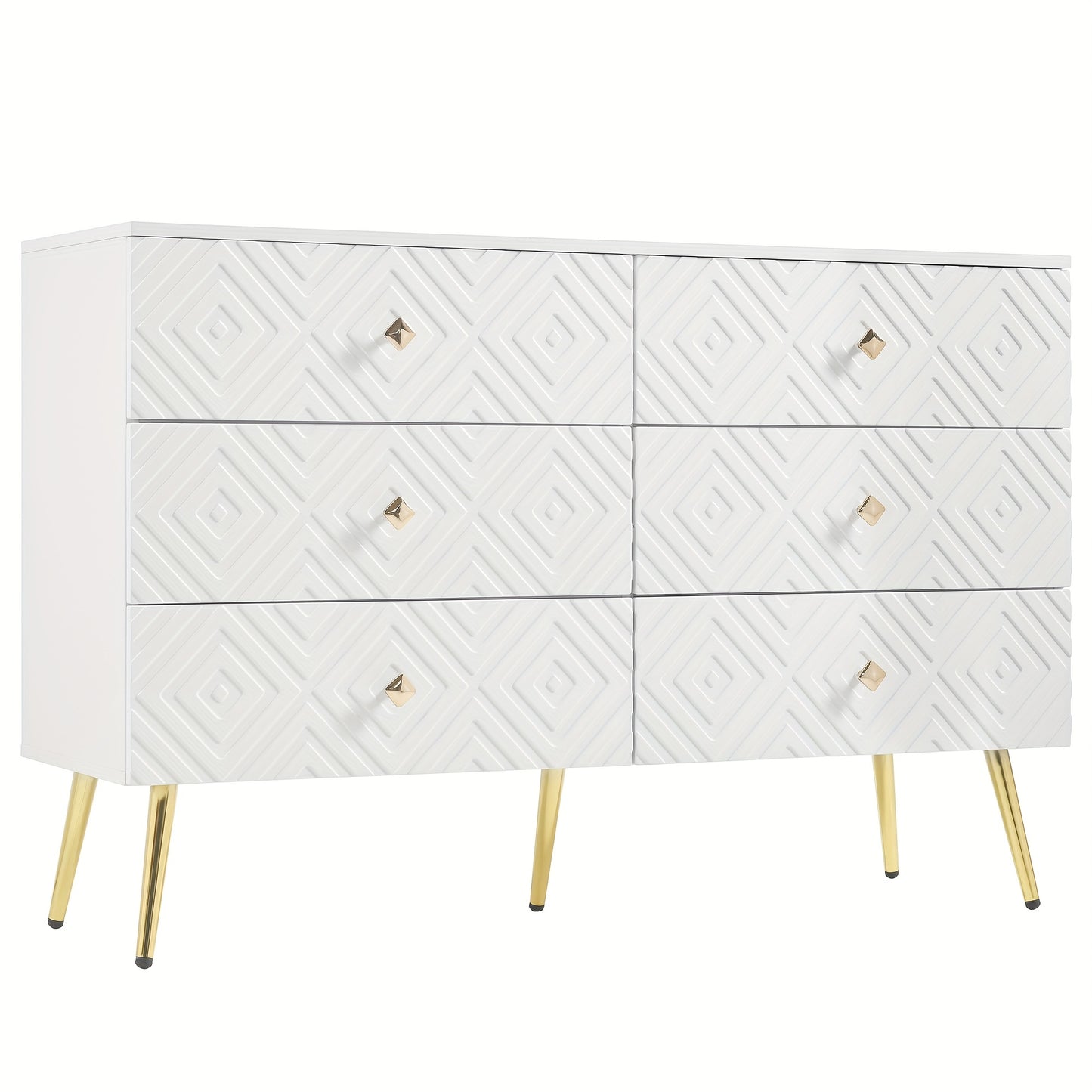 Ladekast – Ladenkast – Commode – Opbergkast – Dressoir – 6 Lades – Modern Design – Zwart Met Gouden Accenten – Metalen Poten – 120x40x80 cm – Stevig & Duurzaam