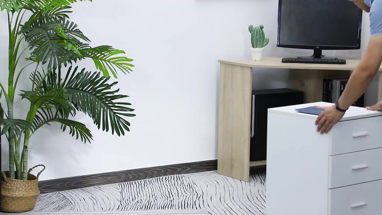 HOMCOM Office Storage Cabinet 3-Drawer Lockable Mobile File Cabinet 40 X 40 X 61.5 Cm White
