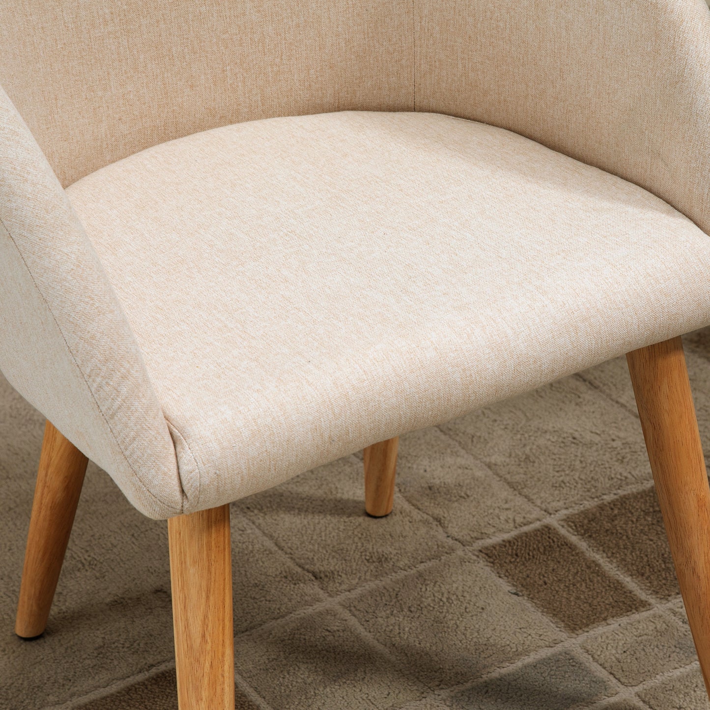 Eetkamerstoel – Stoel – Kuipstoel – Zithoekstoel – Barkruk – Scandinavisch Design – Houten Poten Met Antislip – Max 150 Kg Belastbaar – Beige Stoffering