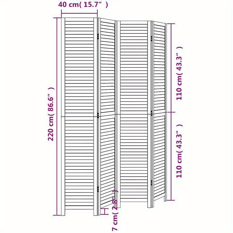 Kamerscherm Met 4 Panelen Massief Paulowniahout Wit
