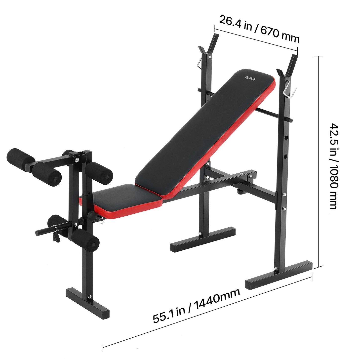 VEVOR Weight Bench Sit up Bench Home Gym Strength Training Adjustable Foldable