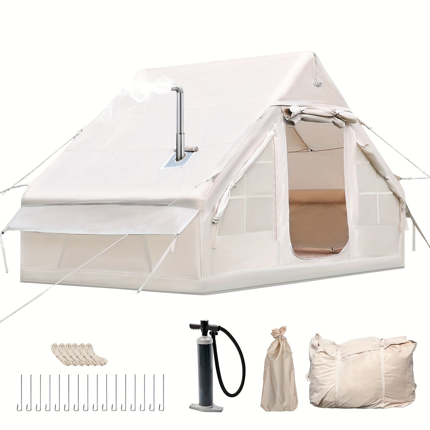 Opblaasbare Tent – Kampeertent – Familietent – Glamping Tent – Luchtbed Tent – Waterdicht – 300x200x200 cm – Snel Opblaasbaar – Hoogwaardig 420D Oxford Polyester