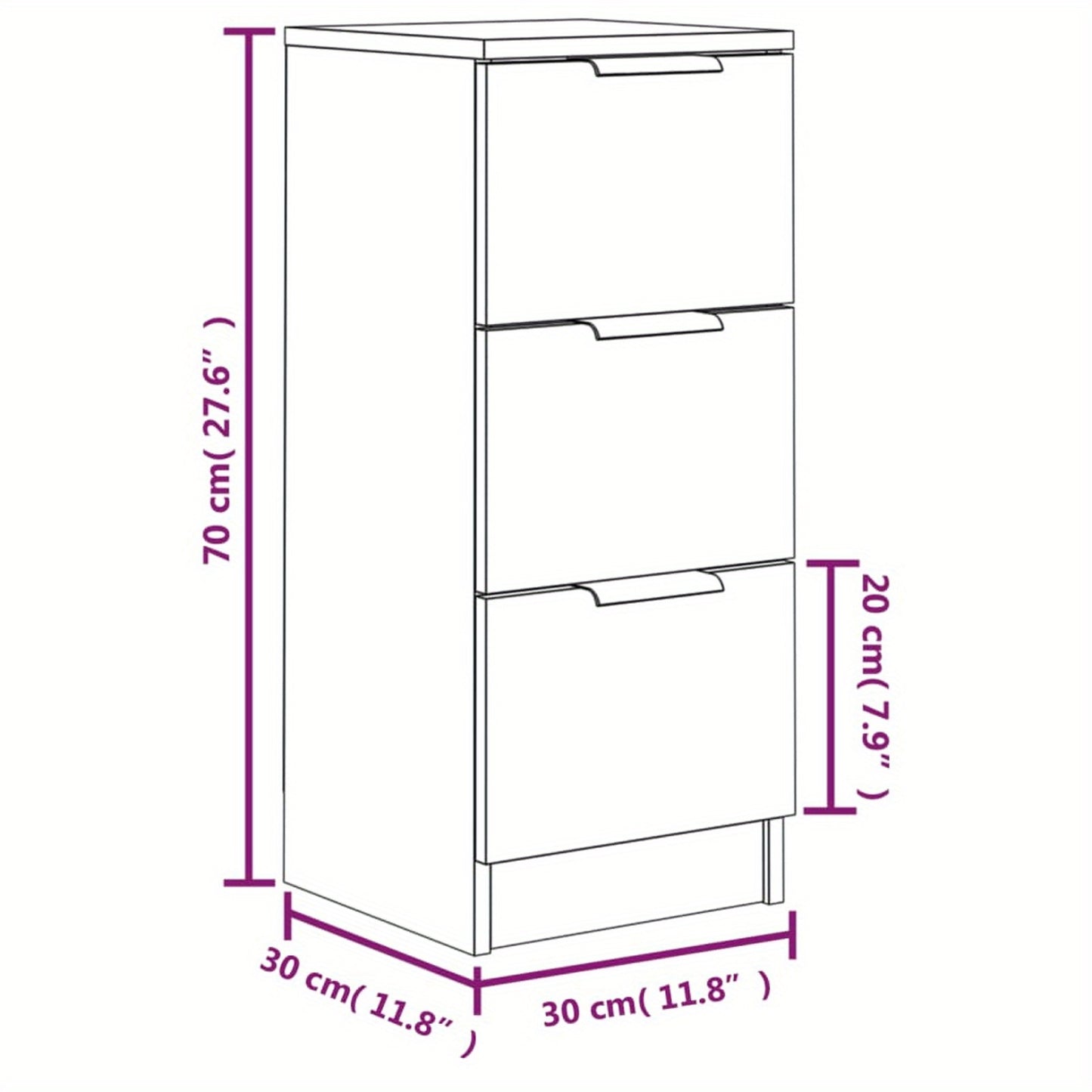 Sideboards 2pcs Sonoma Oak 30x30x70cm Engineered Wood