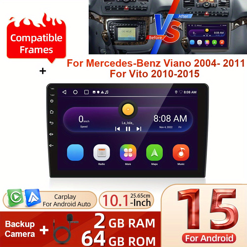 Android Multimedia Auto Radio – Double Din Autoradio – In-Dash Stereo – Navigatiesysteem – Multimediaspeler – Met AHD Achteruitrijcamera & Wireless CarPlay – 10 Inch Touchscreen Met WiFi
