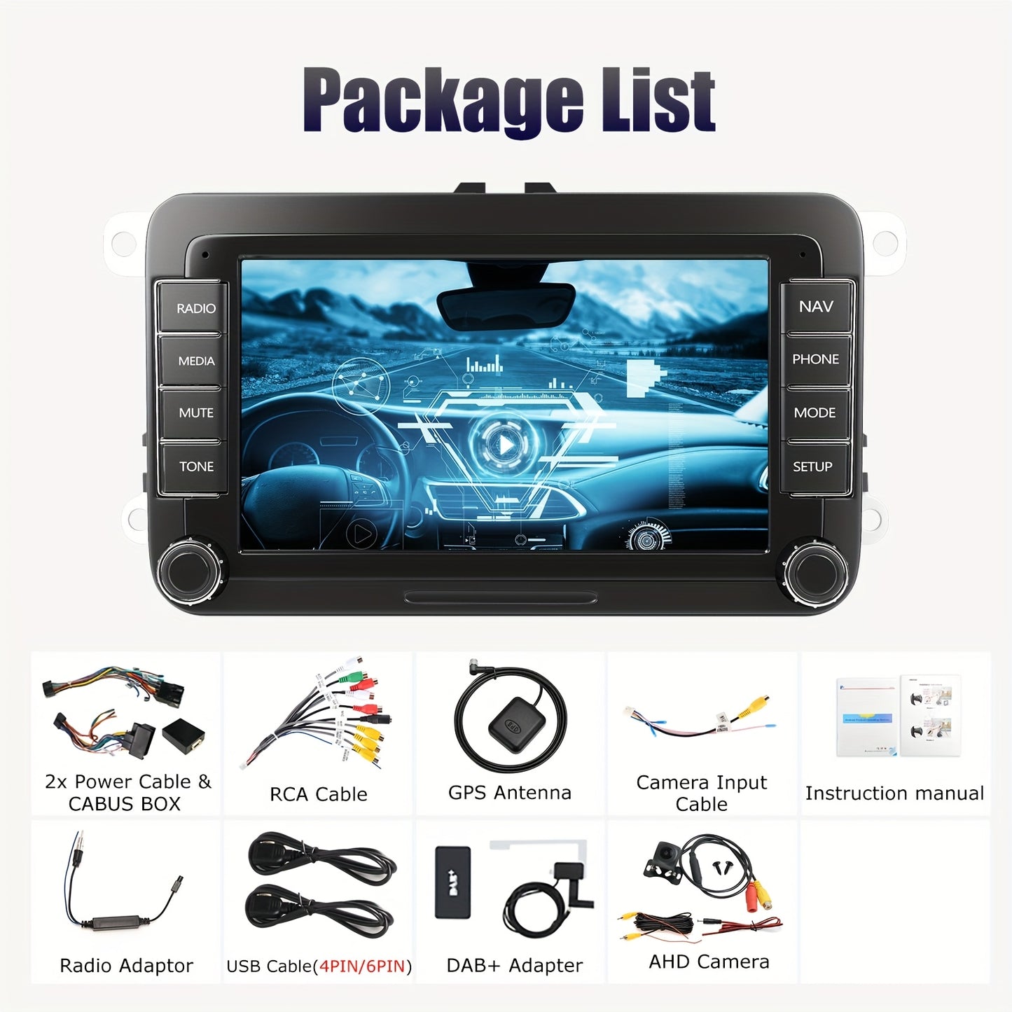 Android Autoradio – Autostereo – Multimedia Speler – Navigatie Systeem – Touchscreen Radio – 7 Inch HD Scherm – Android 14.0 – Inclusief AHD Camera & DAB Box