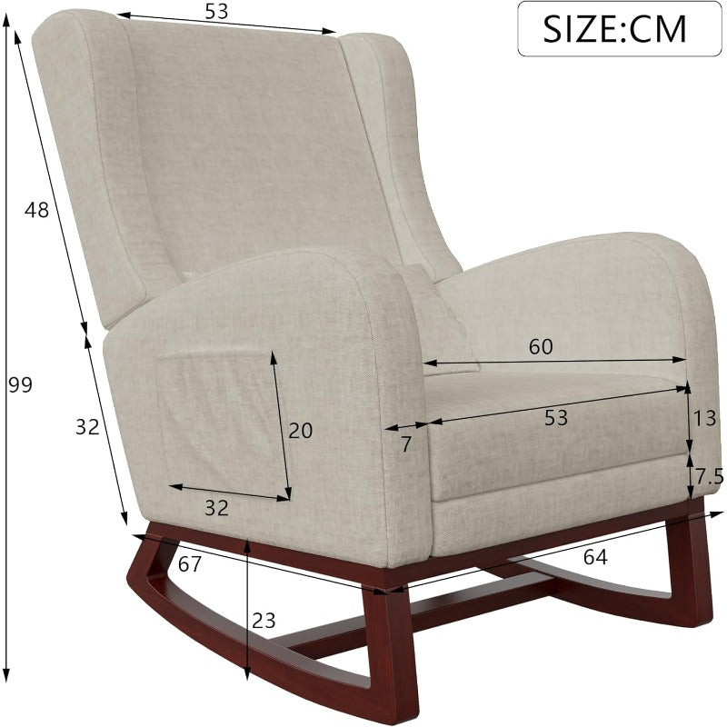Schommelstoel – Relaxstoel – Wiegstoel – Schommelzetel – Lounge Stoel – Beige – Ergonomische Lendensteun – Geïntegreerde Voetensteun