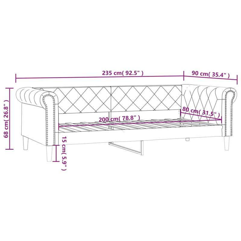 Daybed – Slaapbank – Sofa Bed – Ligbed – Bank – Mat Zwart – Hardhouten Frame – 80x200 cm – Duurzaam Synthetisch Leer – Gemakkelijk Te Monteren