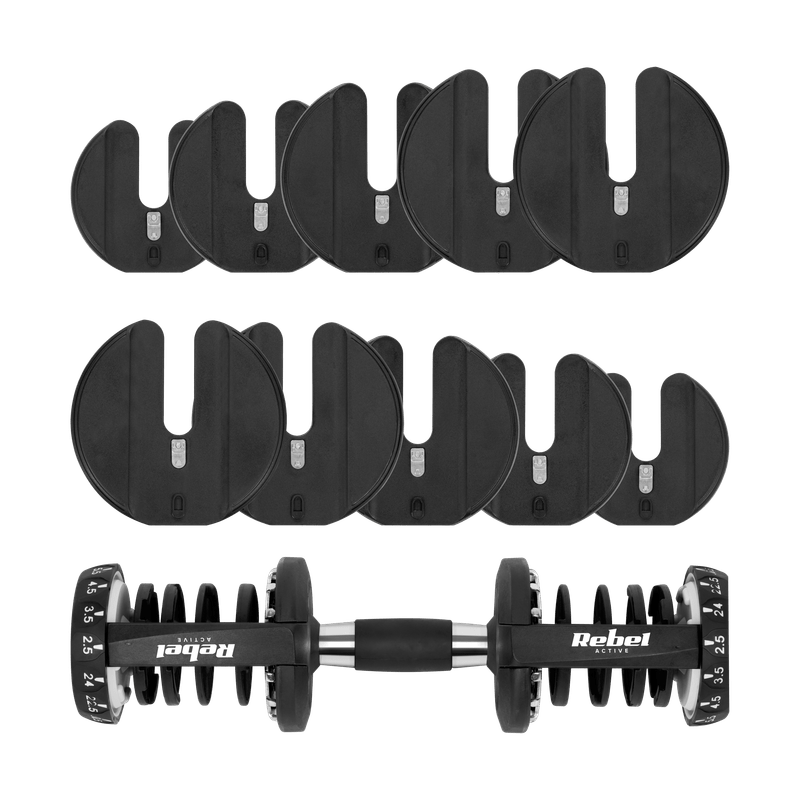 Verstelbare Halter – Dumbbell – Gewicht – Fitnessgewicht – Halterschijf – Gietijzer Met Rubberen Coating – Tot 24 Kg – Ergonomische Grip – Slank Compact Ontwerp