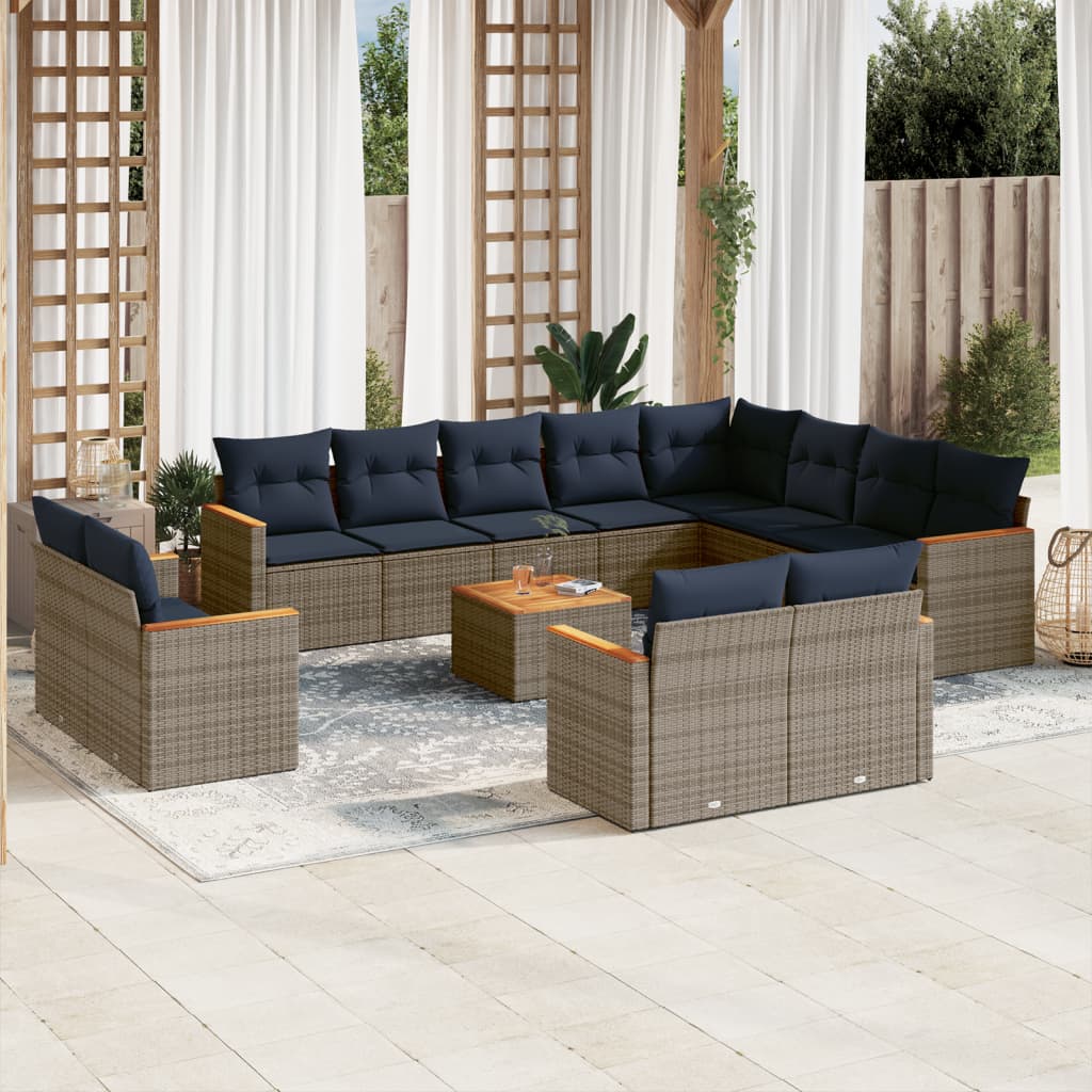 Tuinafscheiding Bank – Tuinbankset – Loungeset – Buitenbank – Terrasbank – Grijs – Weerbestendig PE-rattan – Afneembare Wasbare Kussenhoezen