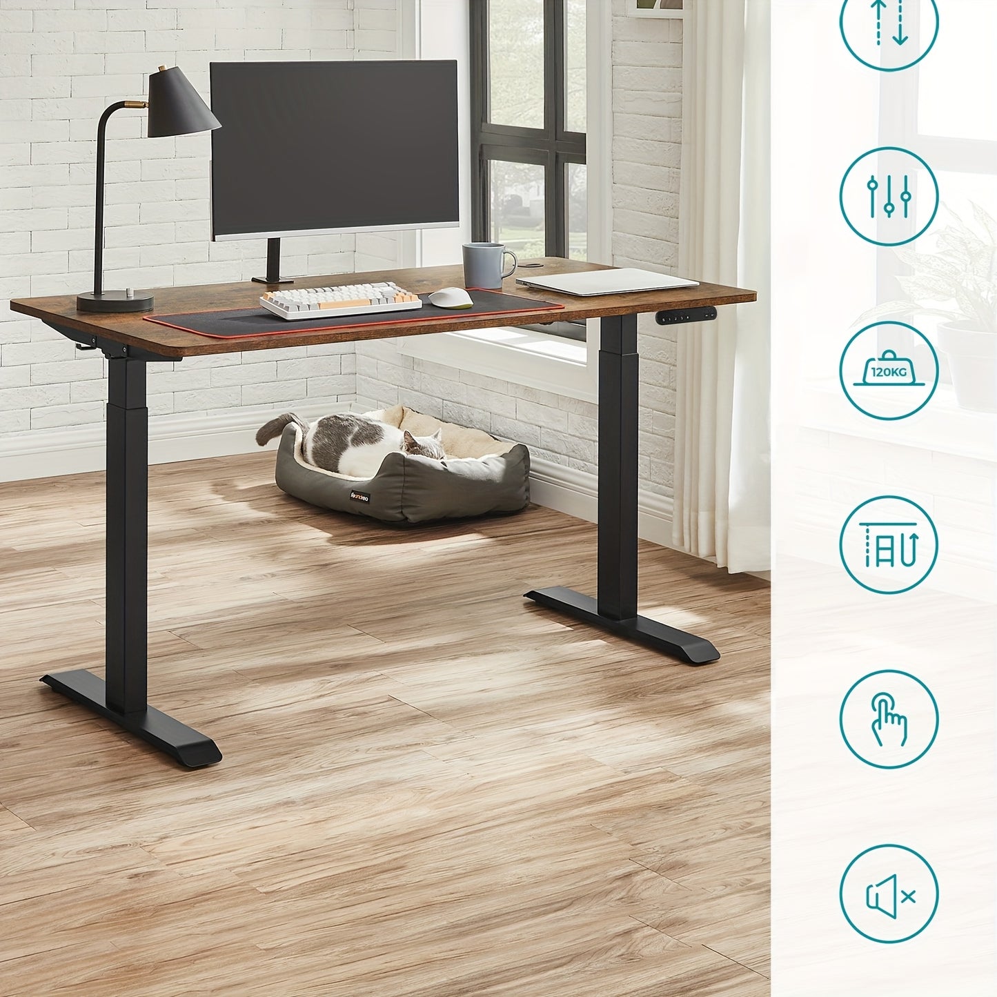 Dubbele Motor Tischframe – Verstelbaar Bureau Onderstel – Elektrisch Hoogte Verstelbaar – Zit Sta Bureau Frame – Staal Zwart – Draagkracht 100 kg – Stil en Krachtig