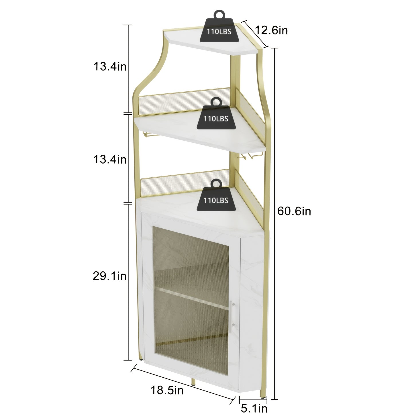 Barkast – Wijnkast – Drankkast – Buffetkast – Opbergkast – Hoekontwerp – Glazenrek – Mesh Deur – Zonder Hout – Stabiel & Compact