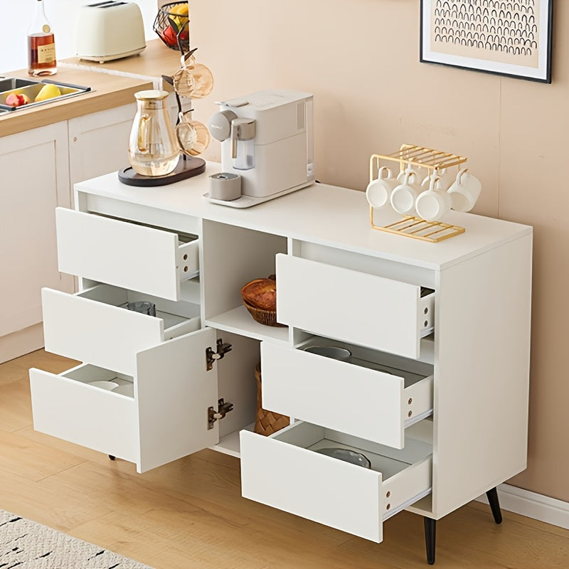 Moderne kast – opbergkast – ladekast – witte kast – meubelkast – 6 laden en deur – stevig en onderhoudsvriendelijk – compact en ruim met 3,2+ kubieke voet opslagruimte