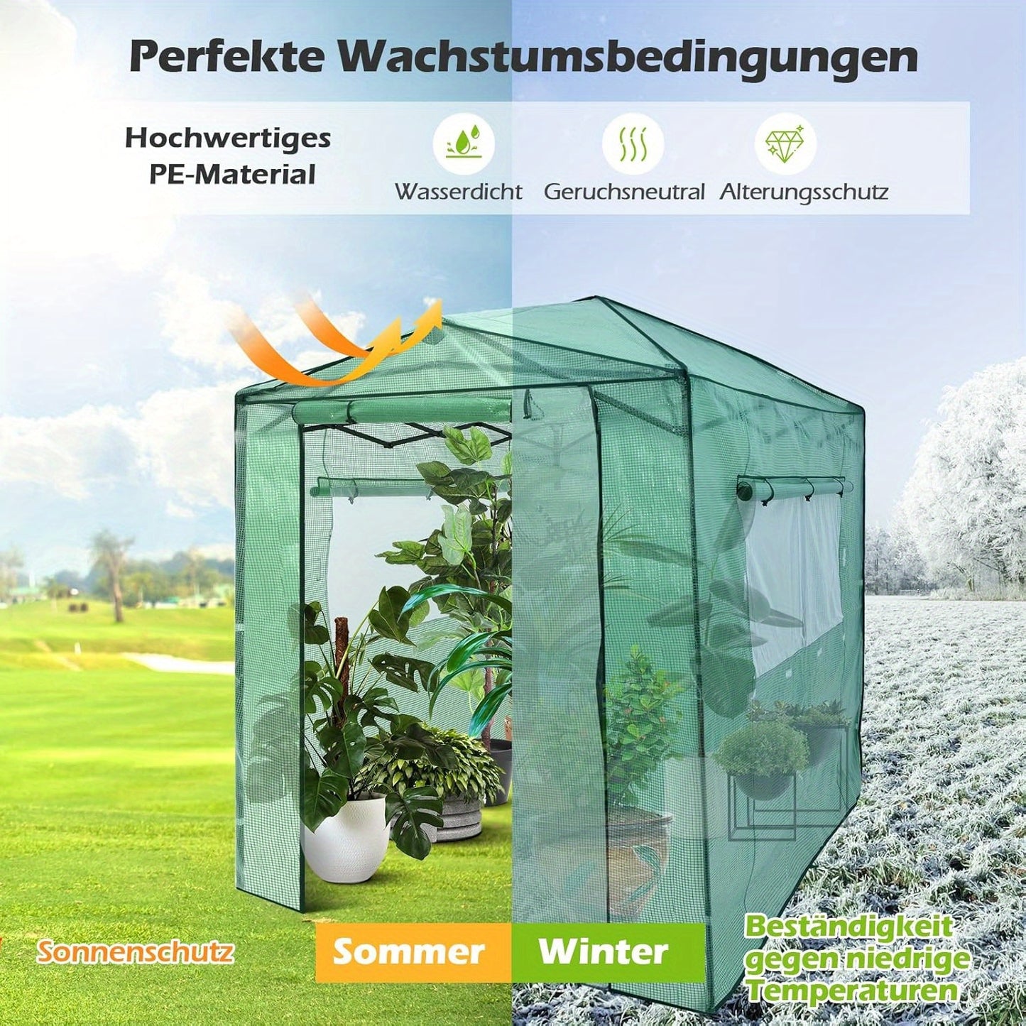 Moestuinkas – Kweekkas – Broeikas – Tuinkas – Serre – Draagbaar Pop-up Design – Dubbele Ritssluitingen Voor- En Achterzijde