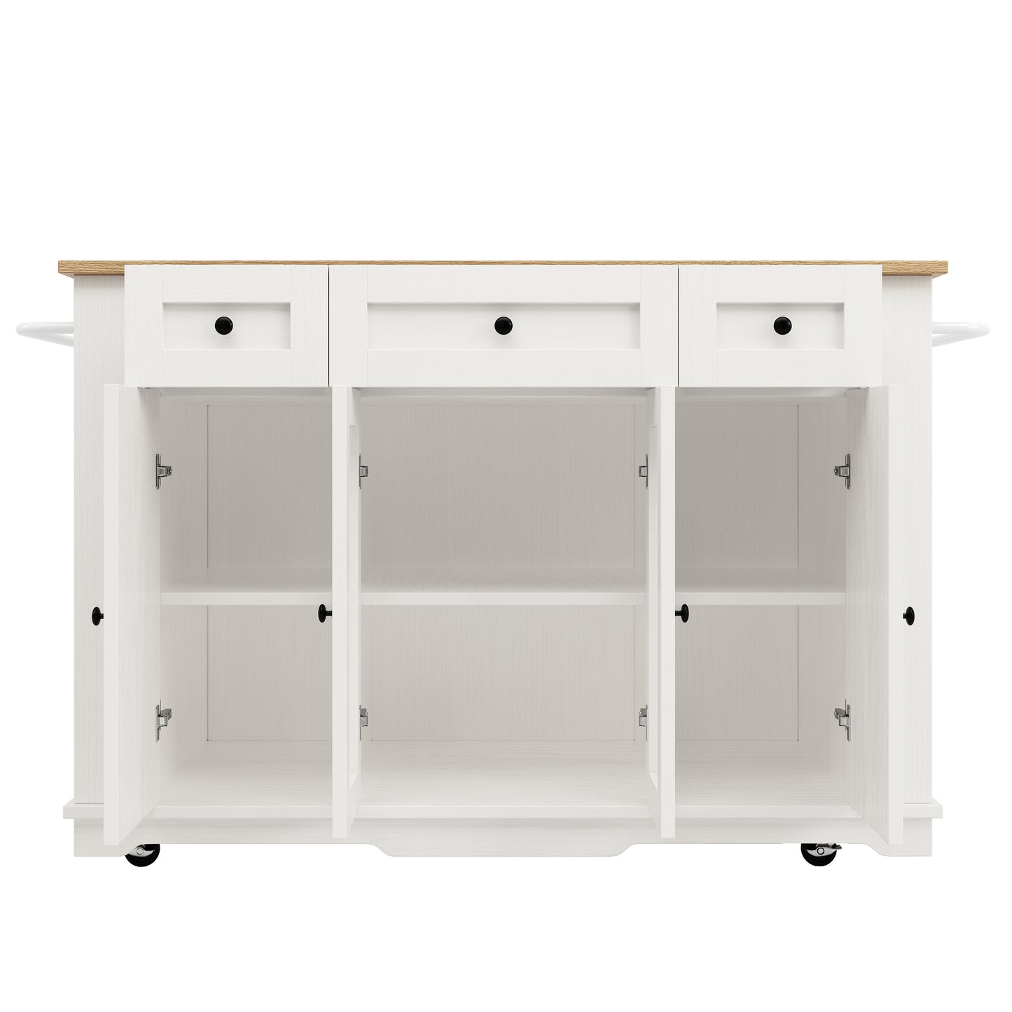Multifunctionele Keukenwagen – Keukentrolley – Keukenmeubel – Keukenkar – Keukenkast – Uitklapbaar Werkblad – 2 Lades & Verstelbare Legplanken – Wit Houtlook MDF