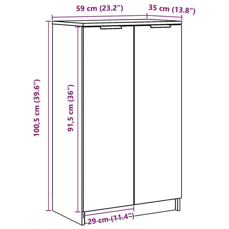 Schoenenkast – Schoenrek – Schoenenopberger – Opbergkast Schoenen – Schoenenkast Wit – Modern Houten Design – Ruime Opbergruimte 59x35x100cm