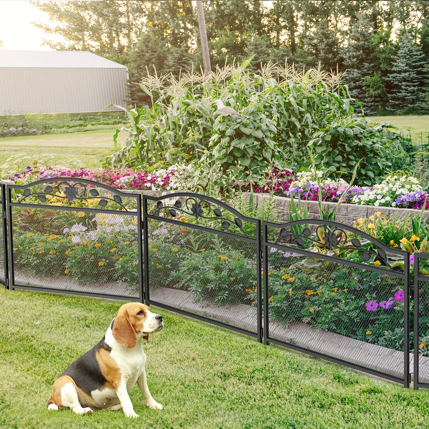 Tuinhek – Tuinafscheiding – Hekwerk – Gaashek – Metalen Paneel – Set van 5 – 80x80 cm – Stevig en Weerbestendig
