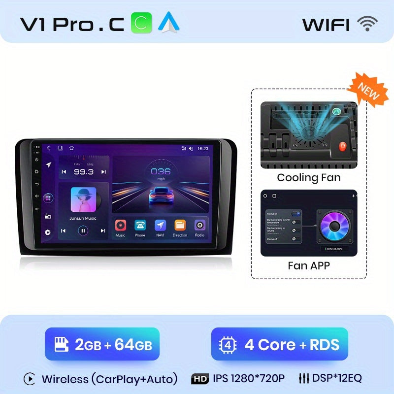 Multimedia Speler – Autoradio – Navigatiesysteem – Smart Radio – 2 DIN Systeem – 9 Inch IPS Touchscreen – Draadloze CarPlay & Android Auto – 4GB RAM 64GB Opslag – WiFi Verbinding