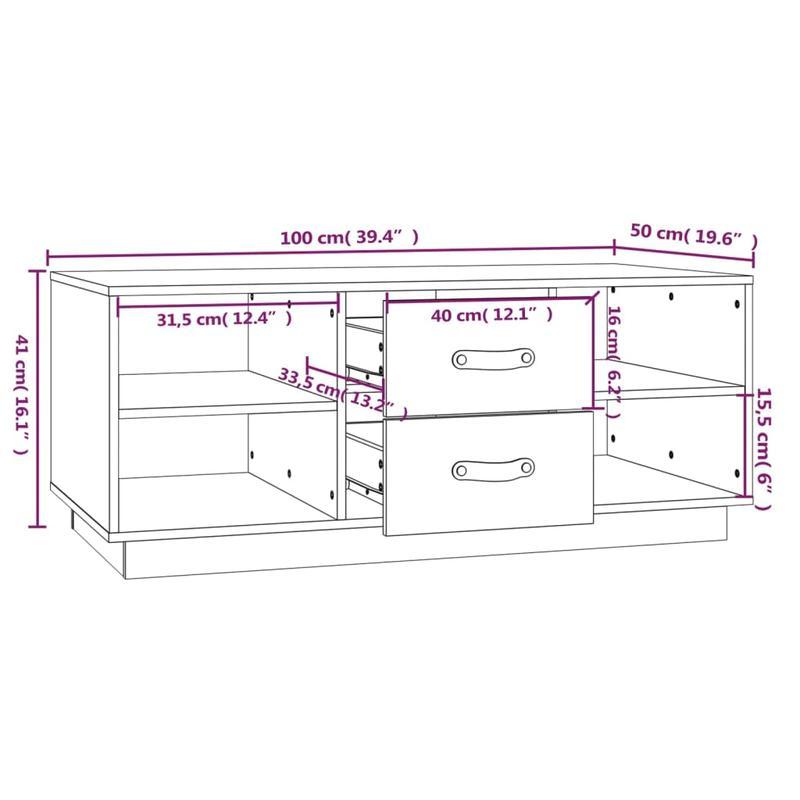 Coffee Table 100X50X41 Cm Solid Pine Wood Black Practical, Removable, Suitable for All Seasons