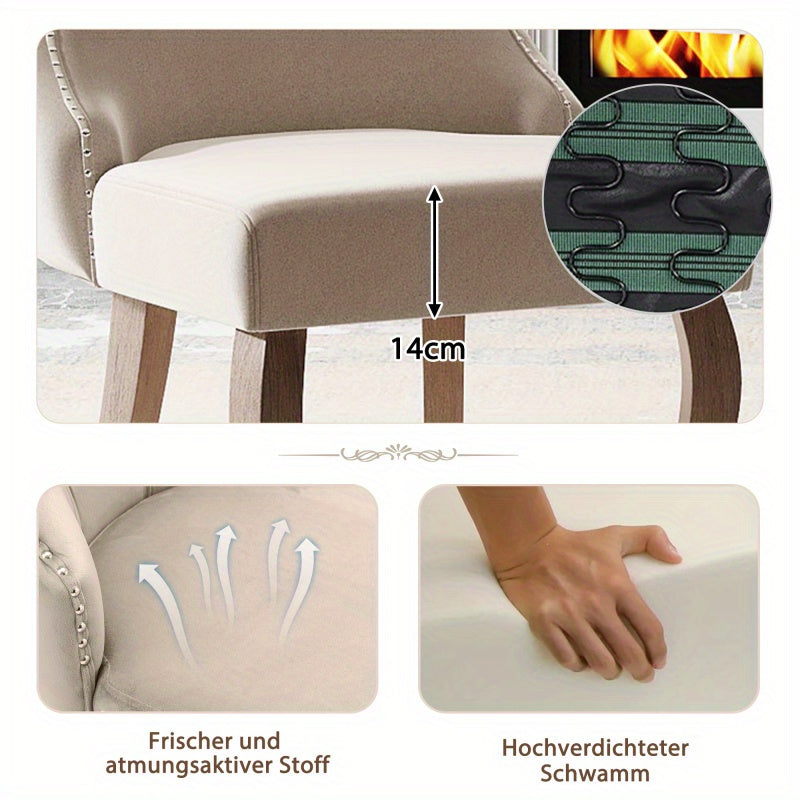 Esszimmerstuhl Mit Einzigartiger Knopfsteppung Auf Der Rückseite Und Nagelkopfbesatz Polsterstuhl Aus Hochwertigem Samtbezug Mit Gebogenen Beinen Aus Massivholz Bequemer Sitzkomfort Für Wohnzimmer Und Essbereich Modernes Design Mit Zeitlosen Details Ideal