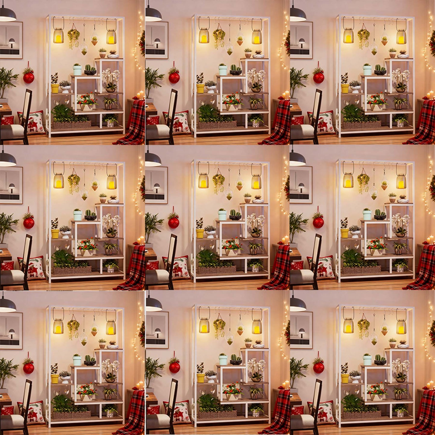 5-Tier Plantenrek – Bloementafel – Plantenstandaard – Bloemendisplay – Plantenhouder – 180 cm Hoog – Metalen Opbergrek – Versteldbaar – Wit-Beige