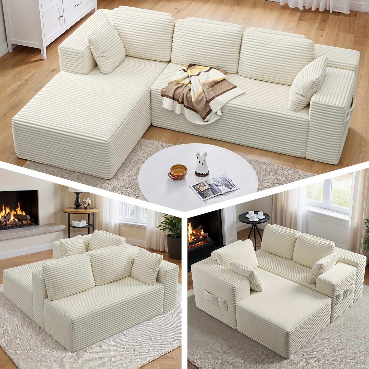 Hoekbank – Hoeksalon – L-vormige bank – Chaise longue bank – Modulaire sofa – Donkergrijs velvet – Memory foam kussens – Stevig frame