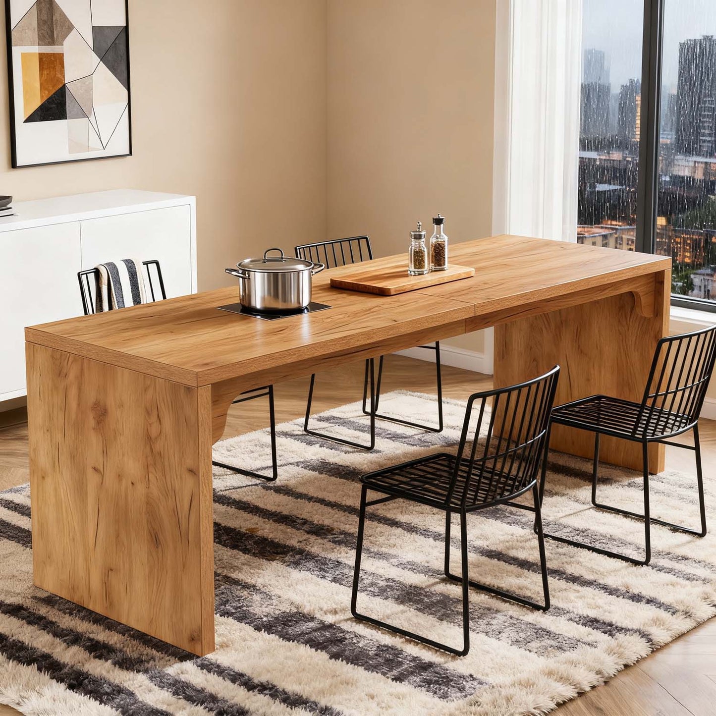 180x59x75cm Extra Long Dining Table | Multi Functional Farmhouse Brown Dinner Table for Home Dining, Conference Meal, Family Gathering, Daily Gift Idea and Home Essential - BYBLIGHT, Contemporary Style, Engineered Wood Top an