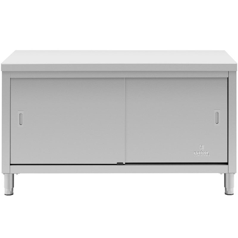 Werktafel – Werkbank – Tafel – Schuifdeurkast – Werkmeubel – Roestvrij Staal – 150x60 cm – Draagkracht 600 kg