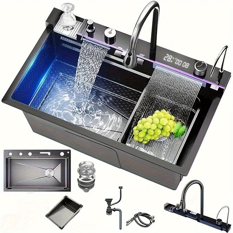 Keukenspoelbak – Spoelbak – Keukensink – Spoelbak RVS – Enkele Spoelbak – 68x45 cm – Roestvrij Staal 4 mm – Waterval Afvoer