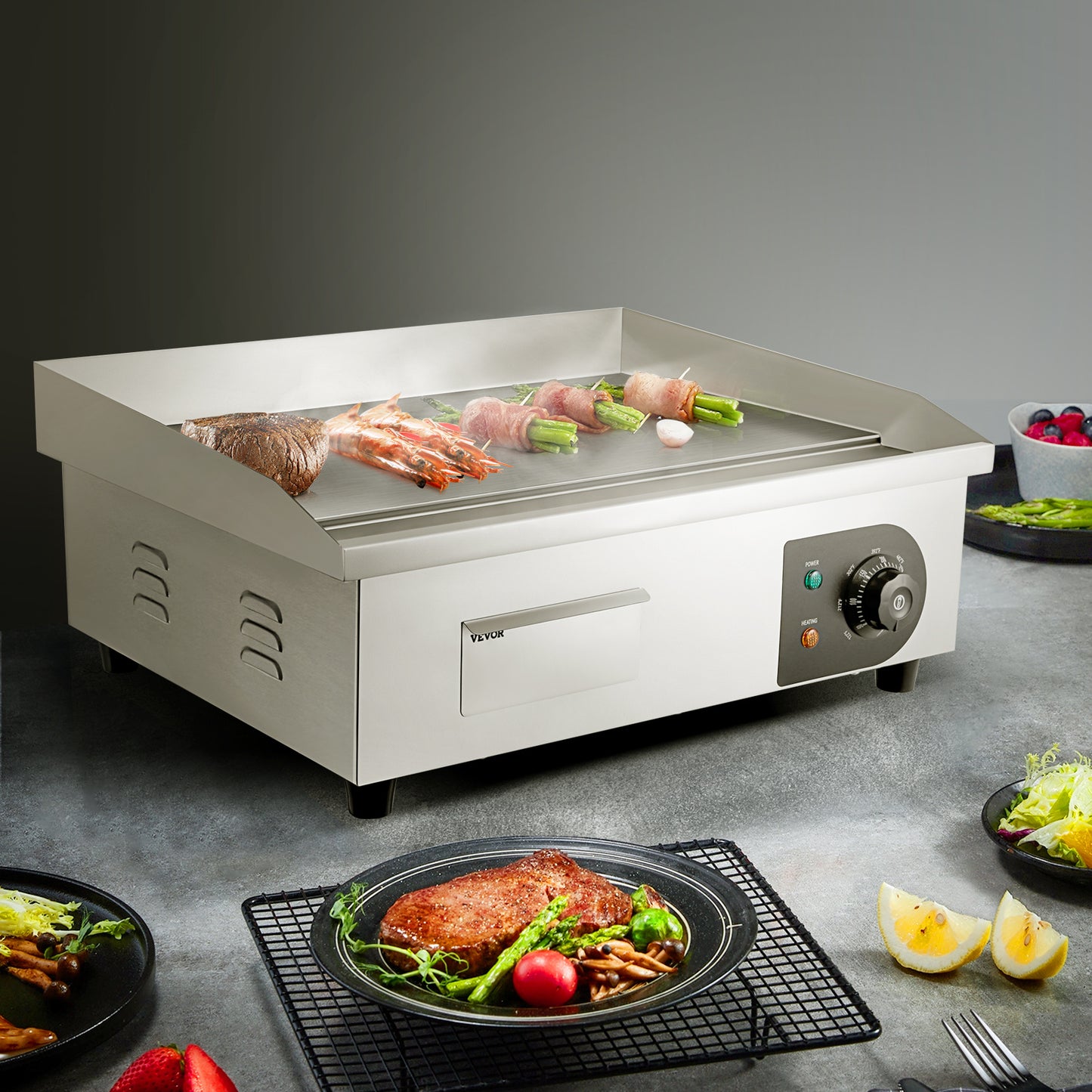 Elektrische Bakplaat – Grillplaat – Teppanyaki – Grill – Kookplaat – RVS – 3000W Vermogen – Groot Bakoppervlak 53,3 cm