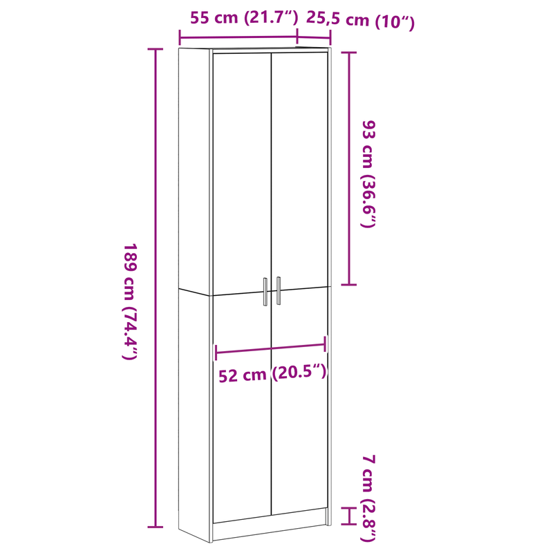 Kledingkast – Opbergkast – Kledingopberger – Garderobekast – Eikenhout – Compact 55x25x189 cm – Duurzaam Multiplex