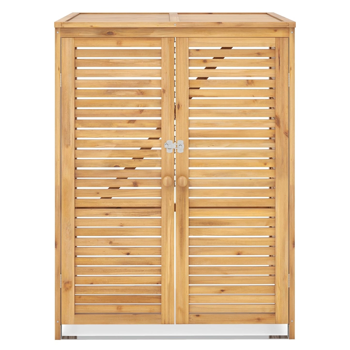 Houten Afvalbakombouw – Afvalbak Bescherming – Afvalbak Behuizing – Afvalbak Ombouw – Afvalbakkast – Weerbestendig Vurenhout – Gaspedaal Deksel & Afsluitbare Deur – Voor 120L Afvalbak