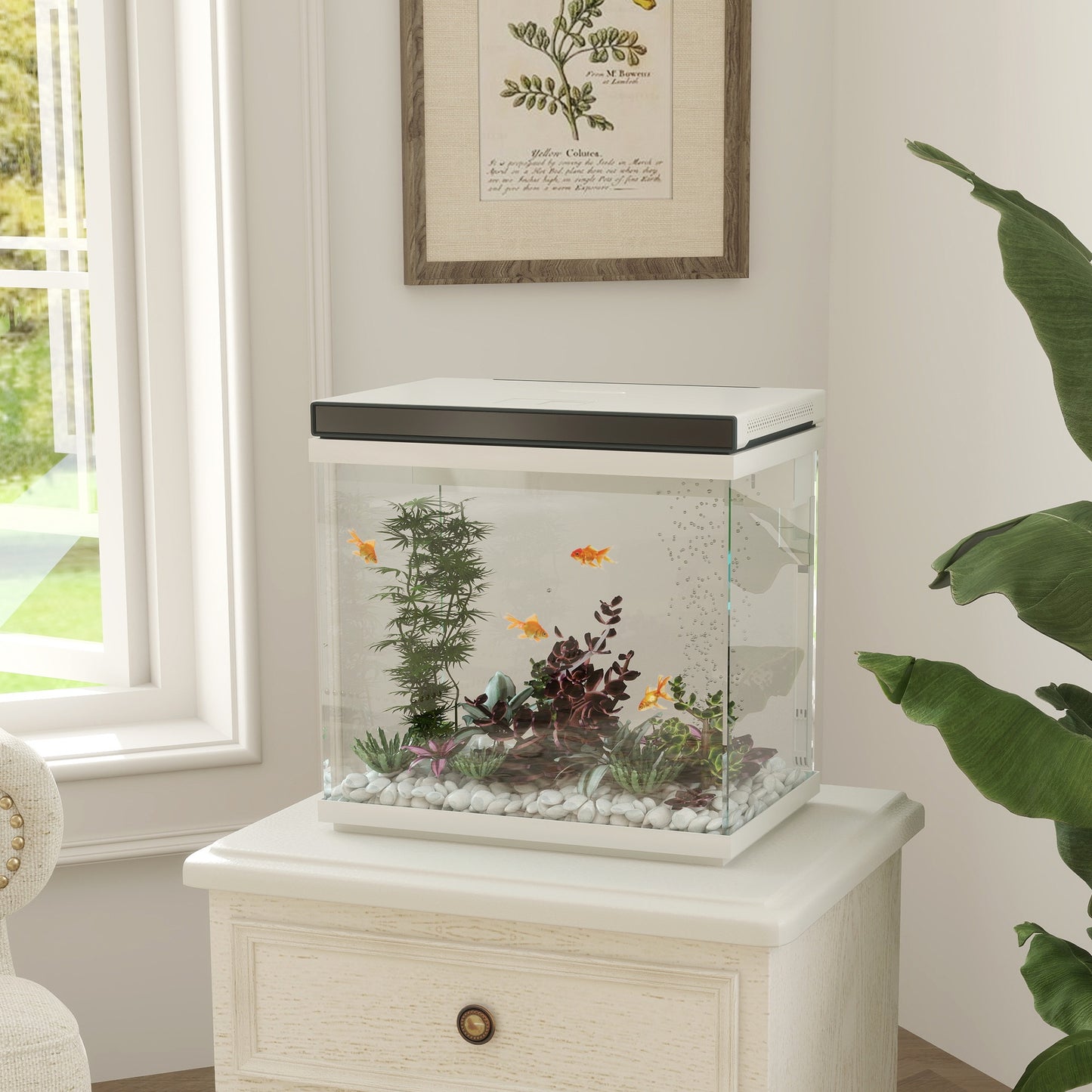 Aquarium – Vissenkom – Vissenbak – Visglas – Viskit – Rechthoekig – 26 Liter – Inclusief Filter en Pomp – Wit