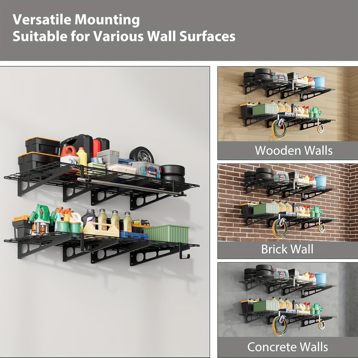 Garagerek – Opbergrek – Wandplank – Stellingkast – Opbergkast – Metaal – 60,96x182,88 cm – 362 kg Draagkracht