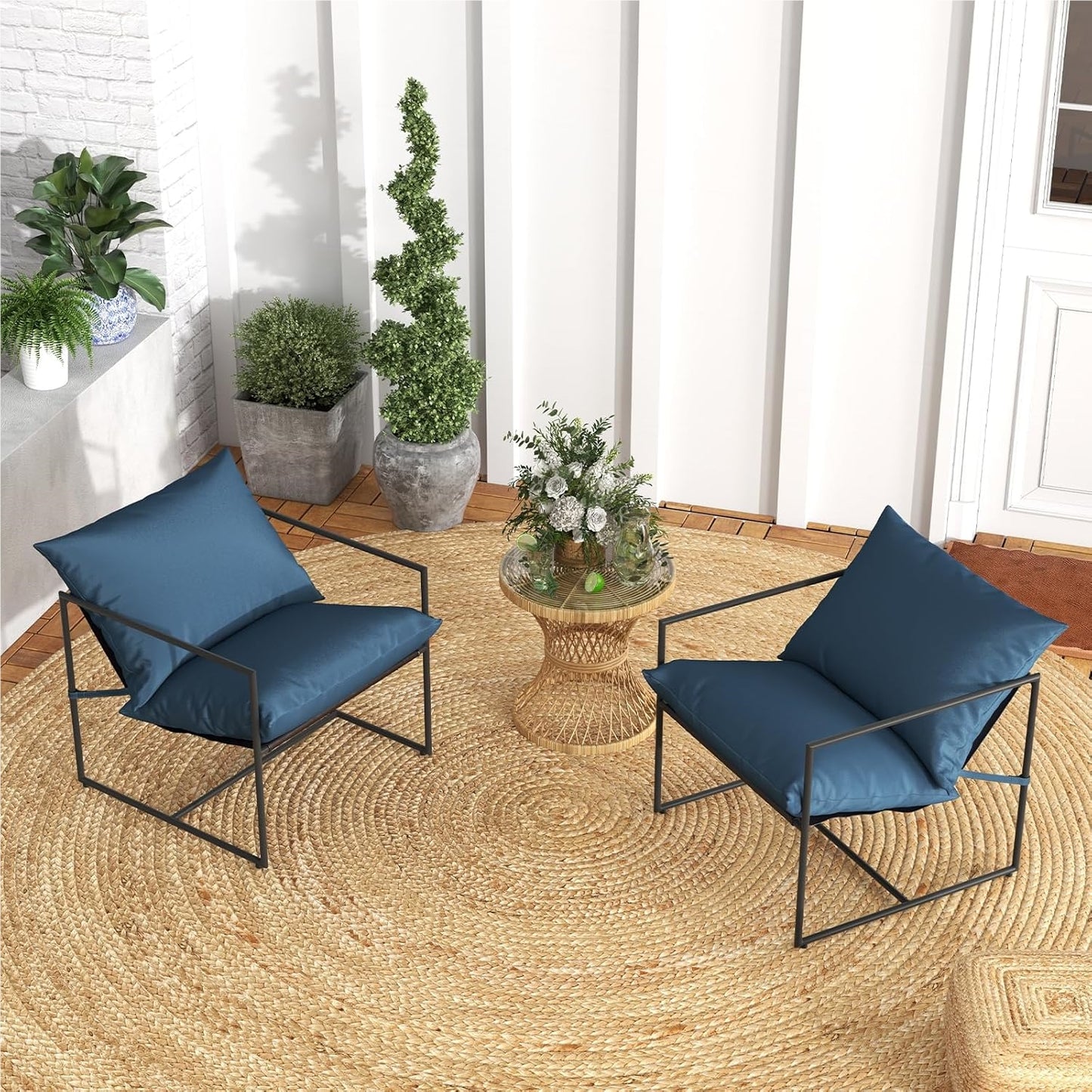 Slingstoel – Lounge Stoel – Accentstoel – Strandstoel – Klapstoel – Set Van 2 – Met Metalen Frame – Ademend Stoffen Zitvlak