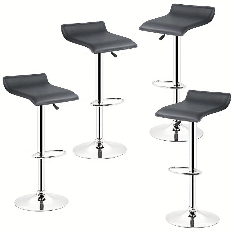 4pcs Black Commercial Bar Stools | Heavy-Duty Vegan Faux Leather Seating for Restaurants & Cafes, Adjustable Height Counter Stools (Easy-Clean & Bistro Style)