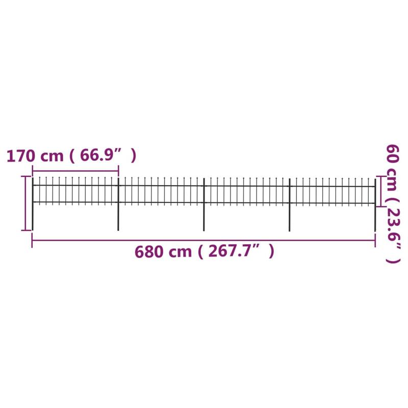 Tuinafscheiding – Metalen Schutting – Tuinscherm – Privacy Scherm – Tuinhek – Stalen Tuinafsluiting Zwart – 714,5 x 60 cm – Speerpunt Design – Weerbestendig & Robuust