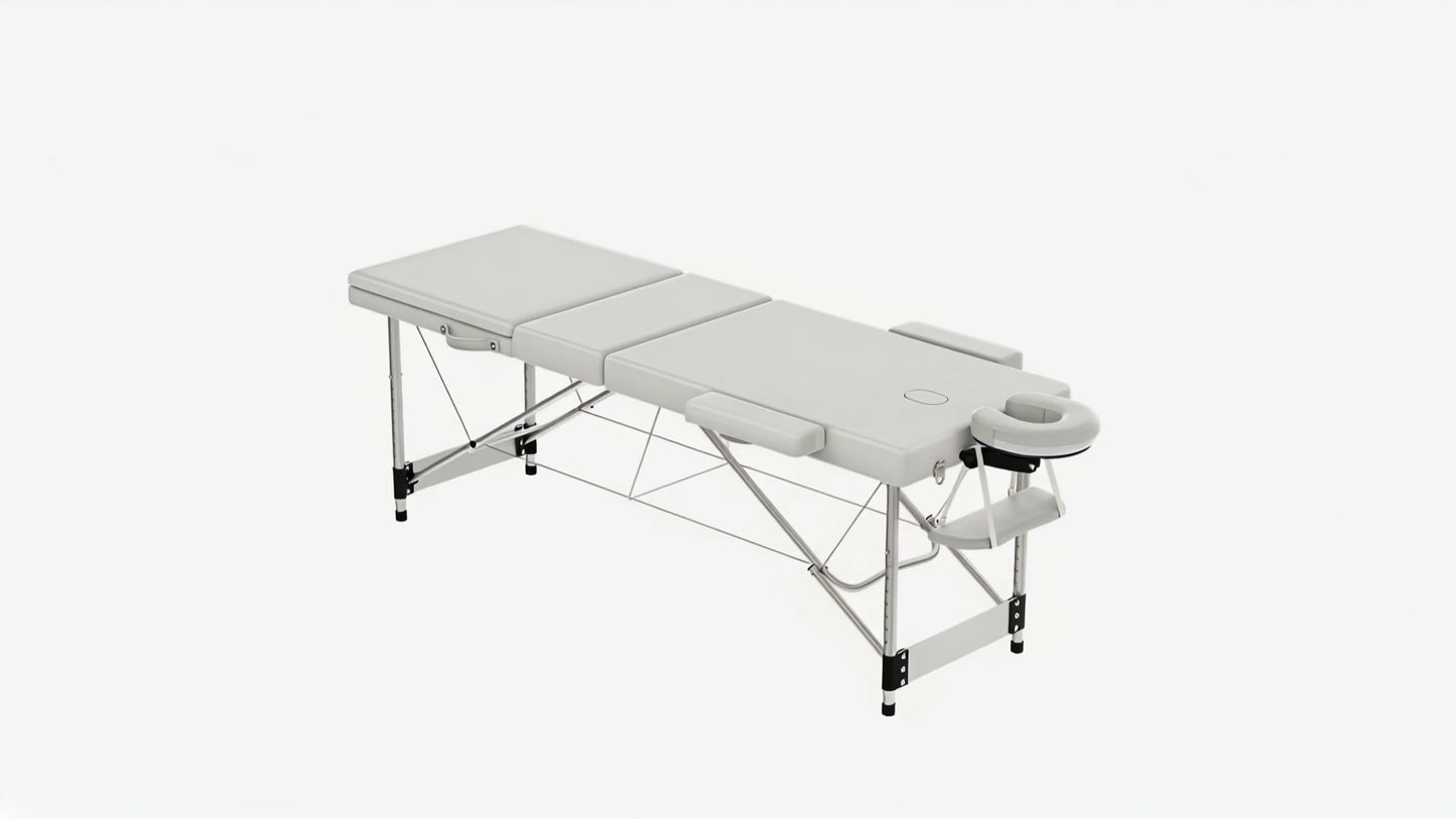 Inklapbare Massagetafel – Massagebed – Behandelingstafel – Therapeutische Tafel – Mobiele Massagetafel – Aluminium Frame – Verstelbare Hoogte 62-83 cm – Draagkracht 230 kg – Wit