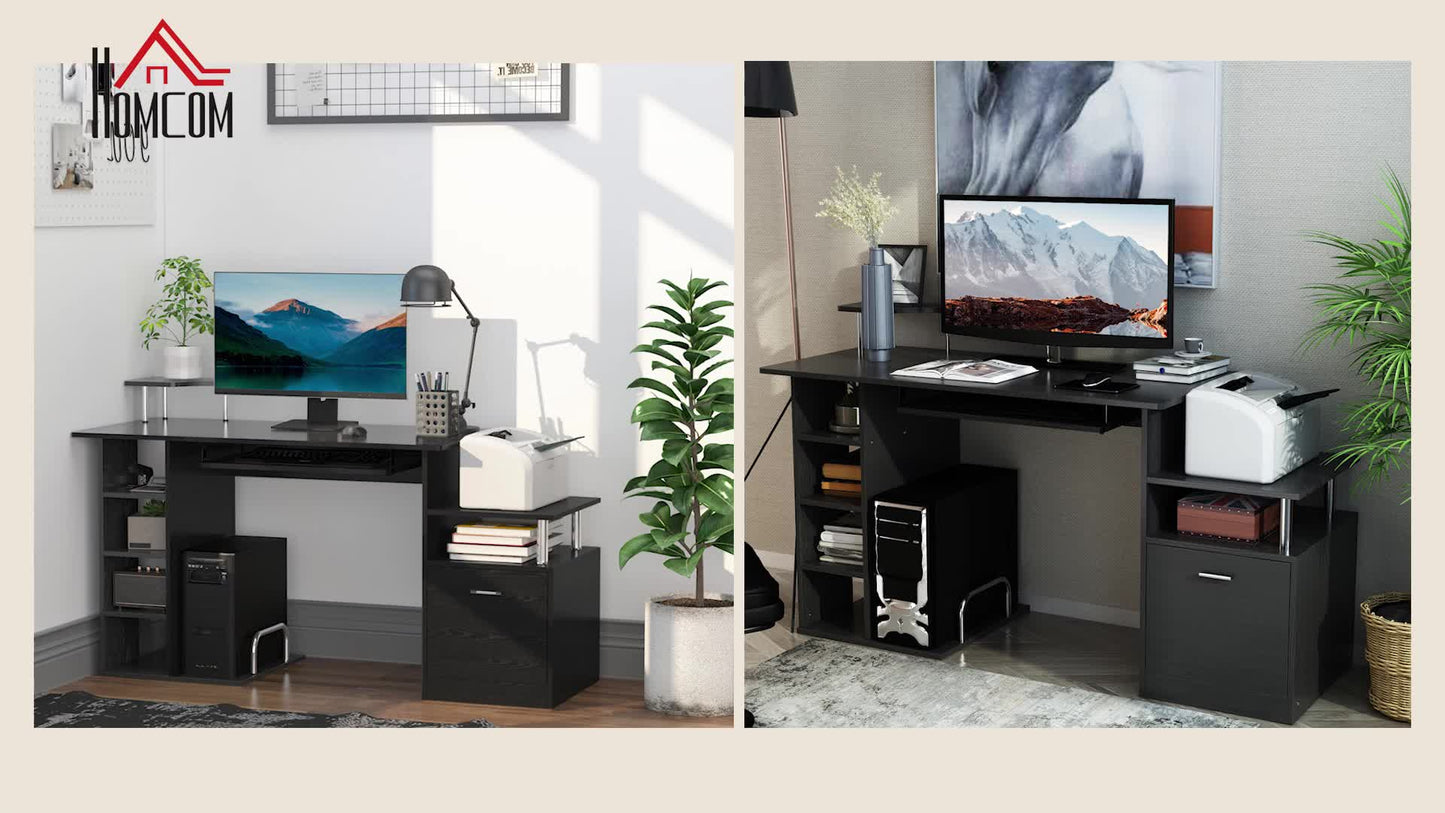 Computerbureau – Werkplek – Bureaustoel – Study Desk – Thuiswerkkantoor – Compact 152x60x88 cm – Stevig MDF en Metaal