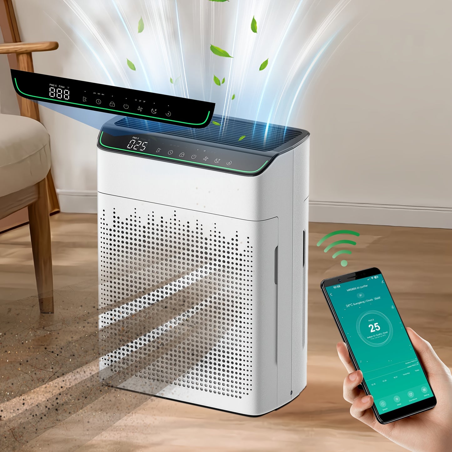Luchtfilter – Luchtreiniger – Air Purifier – Luchtzuiveraar – Luchtfilter voor huis – Hepa Filter – Stil 23 dB – Timerfuncties & Automodus