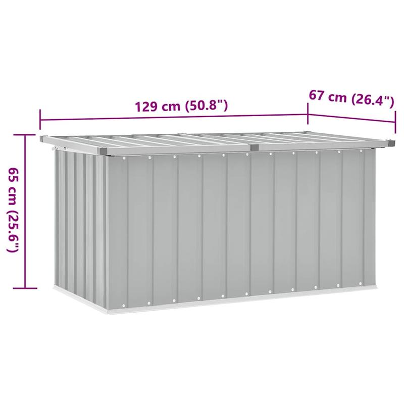 Opbergbox Tuinbox Tuinkist Opbergkist Opbergbak – Grijs Betonlook – Stevig Gegalvaniseerd Staal – 129x67x65 cm