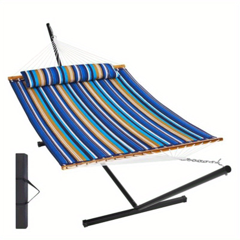 Dubbele Hangmat – Tweepersoons Hangmat – Hangmat Met Standaard – Buiten Hangmat – 207 Kg Draagvermogen – Stevige Stalen Standaard - QUORE