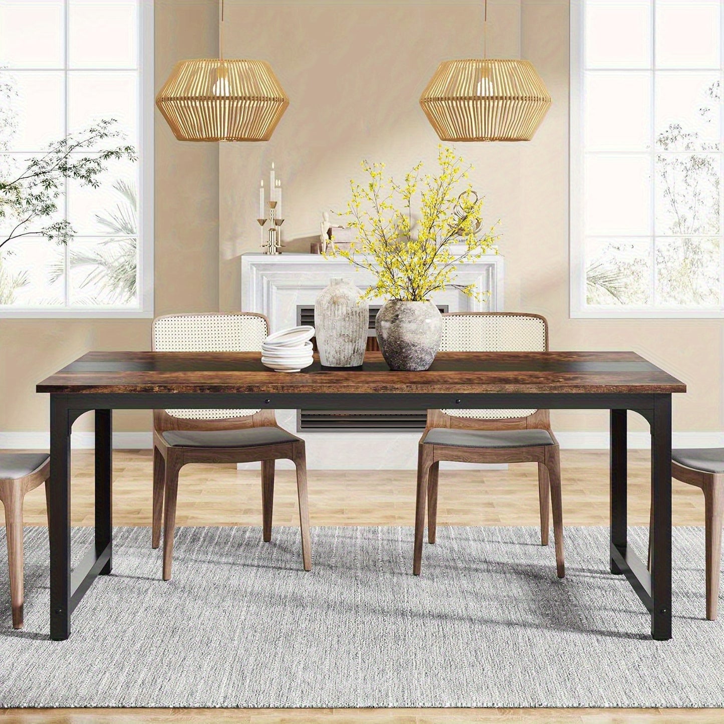 Vergadertafel – Bureautafel – Werktafel – Eettafel – Conferentietafel – Industrieel Design – Robuust Houten Blad 180x90 cm