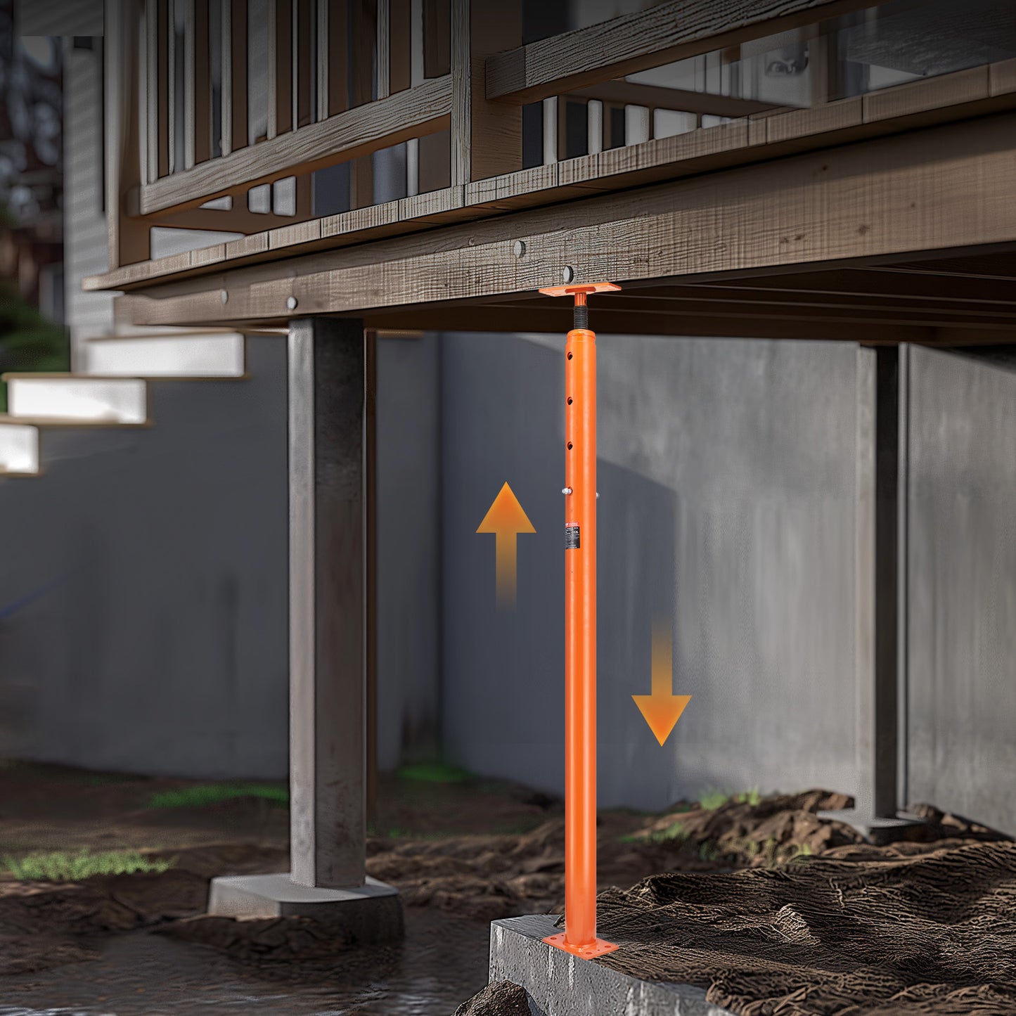 Verstelbare Stelpoot – Vloersteun – Balkensteun – Bouwsteun – Stelbalk – Instelbare Hoogte 142-254 cm – Max Belastbaar 8165 kg