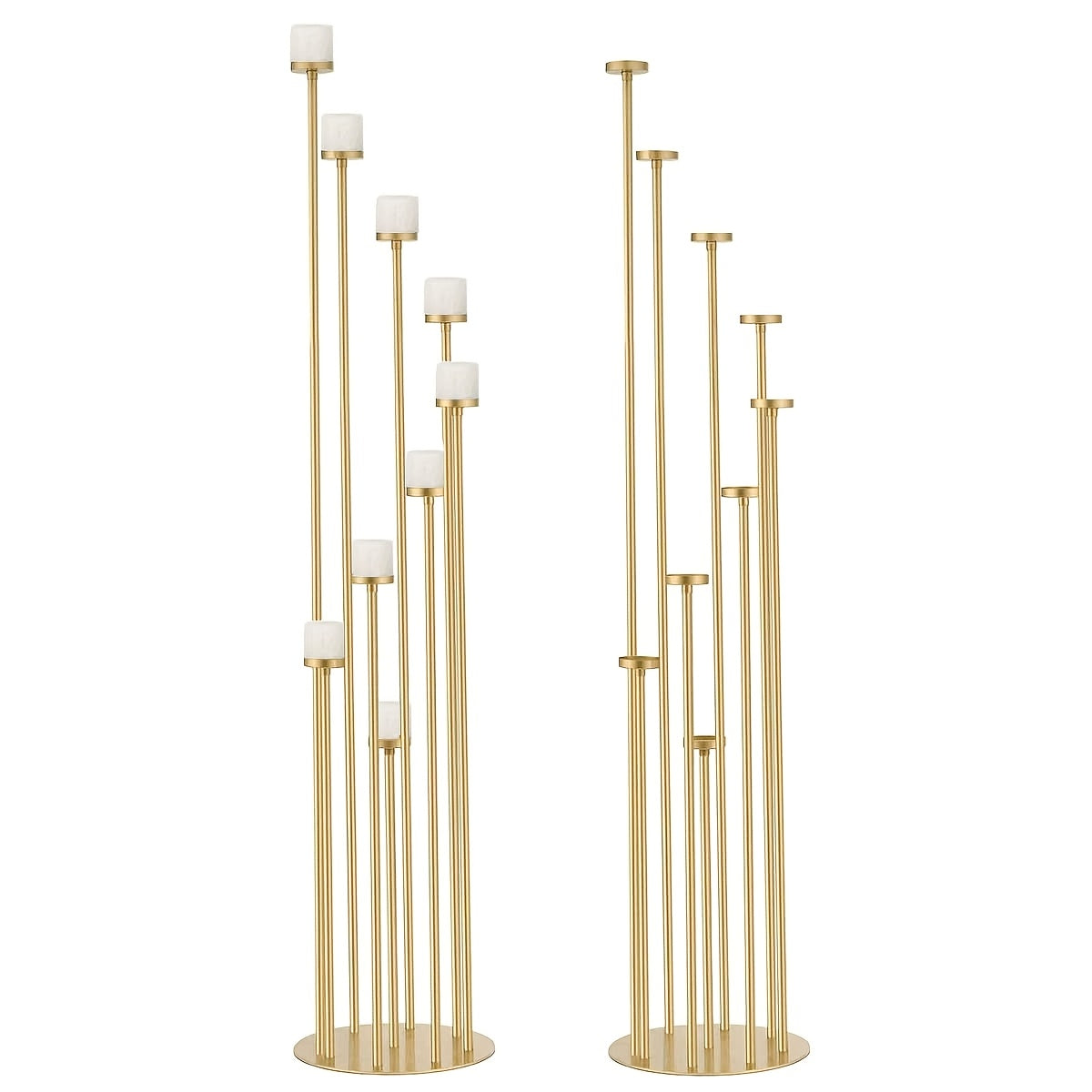 Gouden Kandelaar – Kaarshouder – Candelabra – Waxinehouder – 9-armige Kandelaar – Set van 2 – Metaal – Antiroest Met Fluwelen Bodem