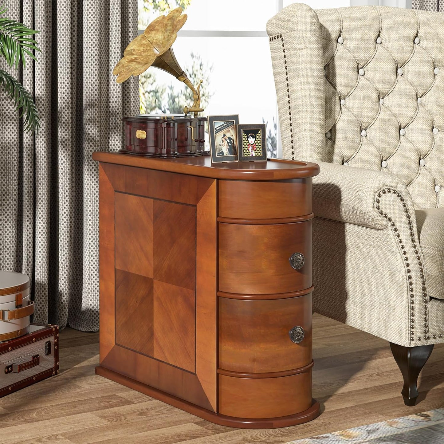 Console Tafel – Haltafel – Sidetable – Sofa Tafel – Opbergtafel – Lichtbruin – Smal Ontwerp 160 cm – 2-Laags Opbergruimte