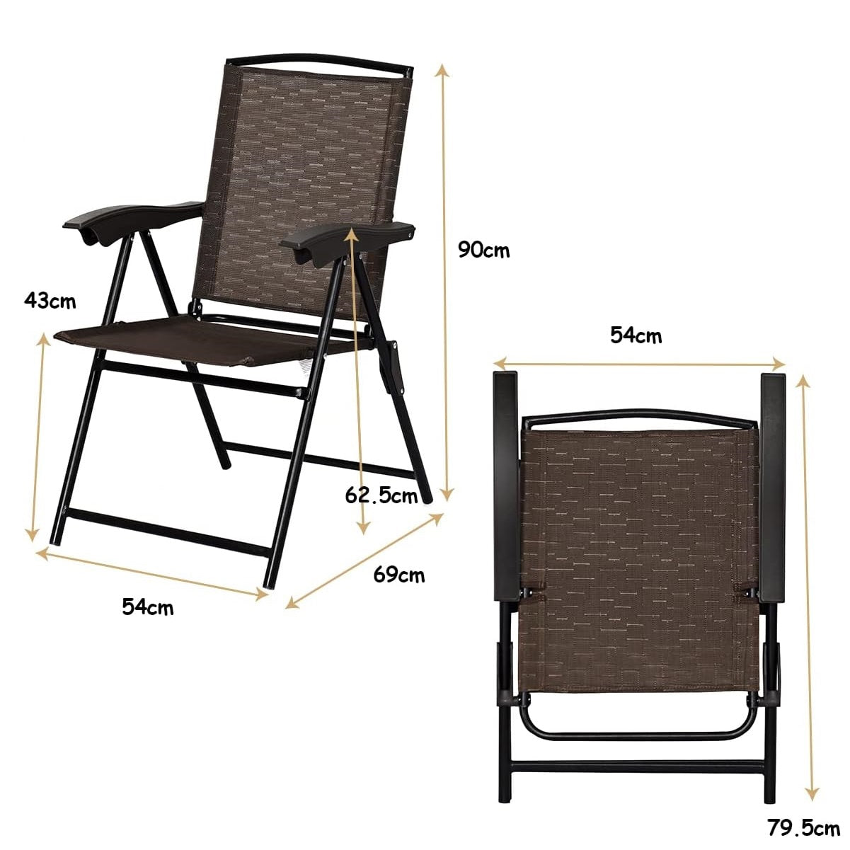 5-delig Bistro Set – Tuinset – Buitenmeubelen – Terras Meubilair – Balkonset – Gepoedercoat Stalen Frame – Opvouwbare Stoelen Met Gehard Glas Tafelblad