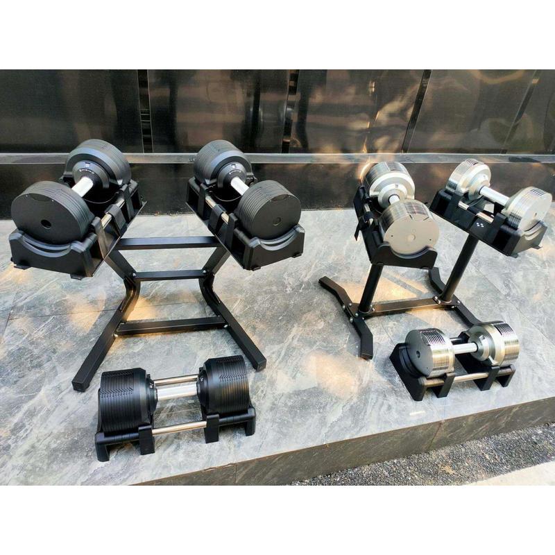 Halterschijfhouder – Schijvenstandaard – Halterrek – Dumbbell Standaard – Gewichthouder – Verstelbaar 49-65 cm – Stalen Constructie – Compact 71x54 cm