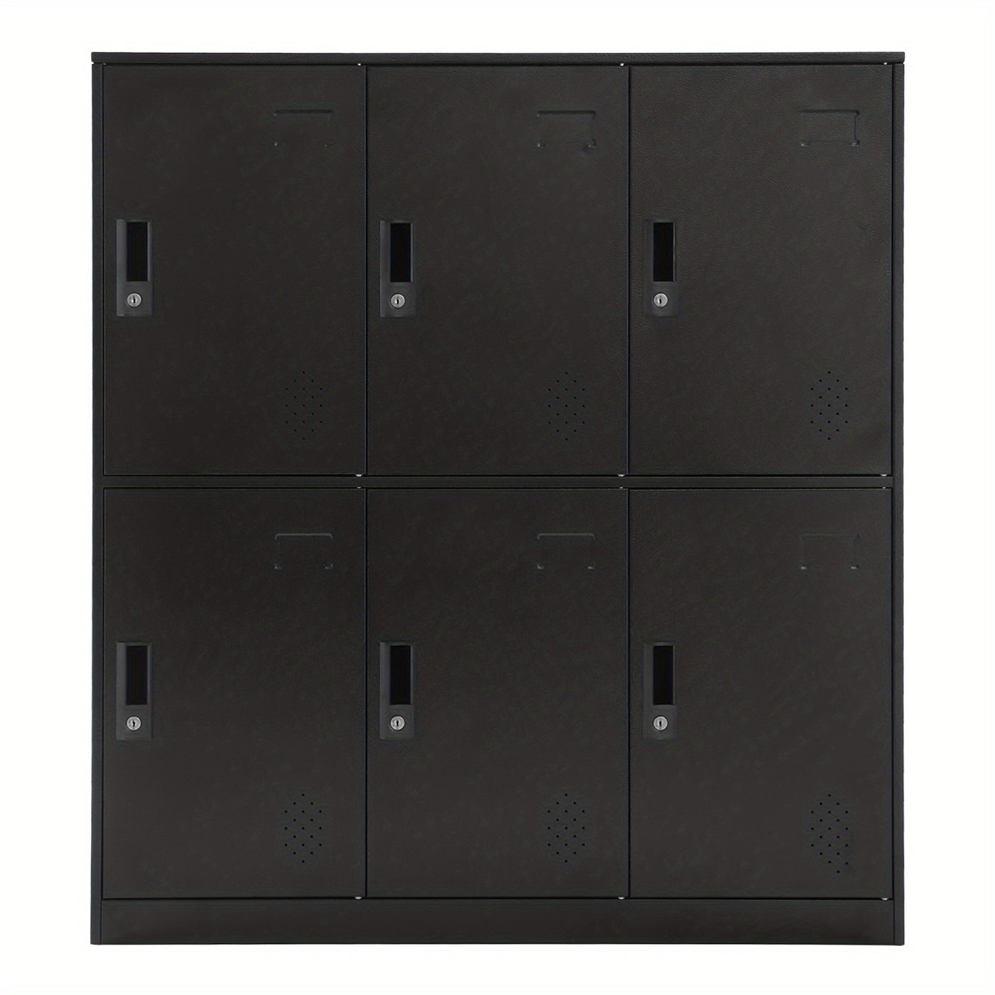 6-Door Heavy-Duty Lockable Metal Storage Cabinet with Card-Slot Locking System, Black Modern Floor-Standing Design - 109.98cmH x 50.04cmW x 40.01cmD, 6-Sided Security Safe Cabinet for Home Office, School, Business - Easy Asse