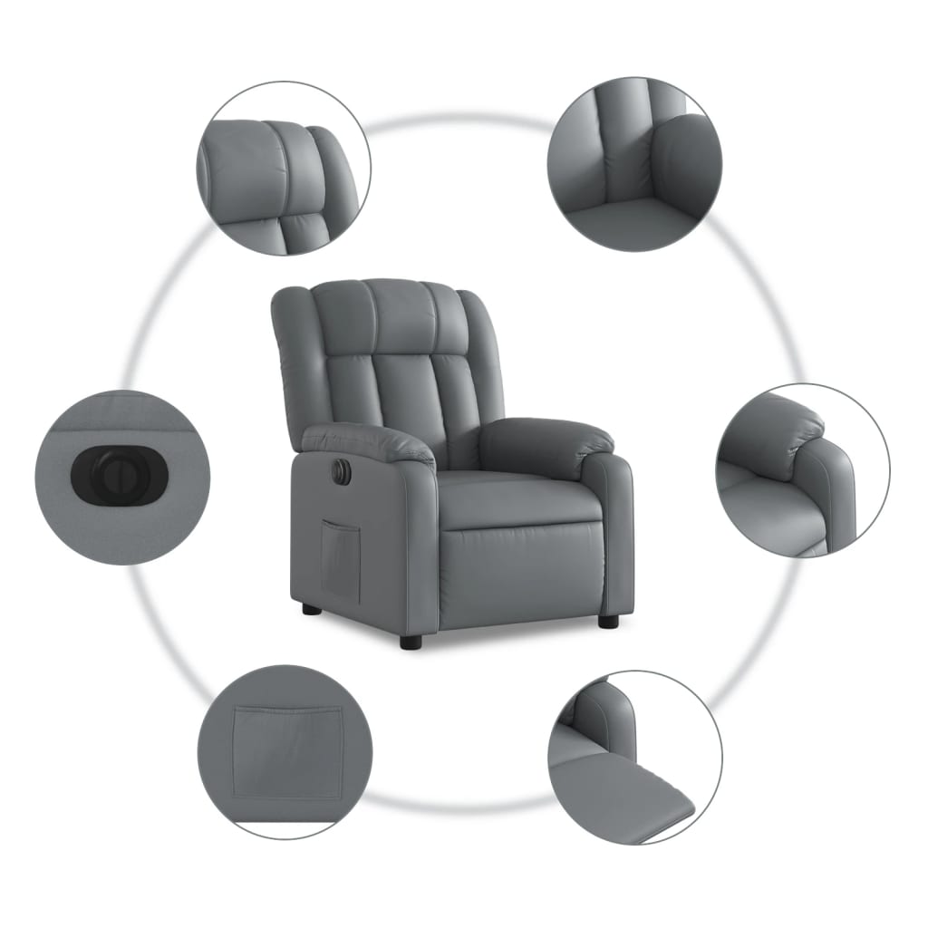 Elektrische Stoel – Relaxfauteuil – Sta-op Stoel – Verstelbare Fauteuil – Elektrische Fauteuil – Elektrisch Verstelbaar – Kunstleer – 135 Graden Kantelbaar