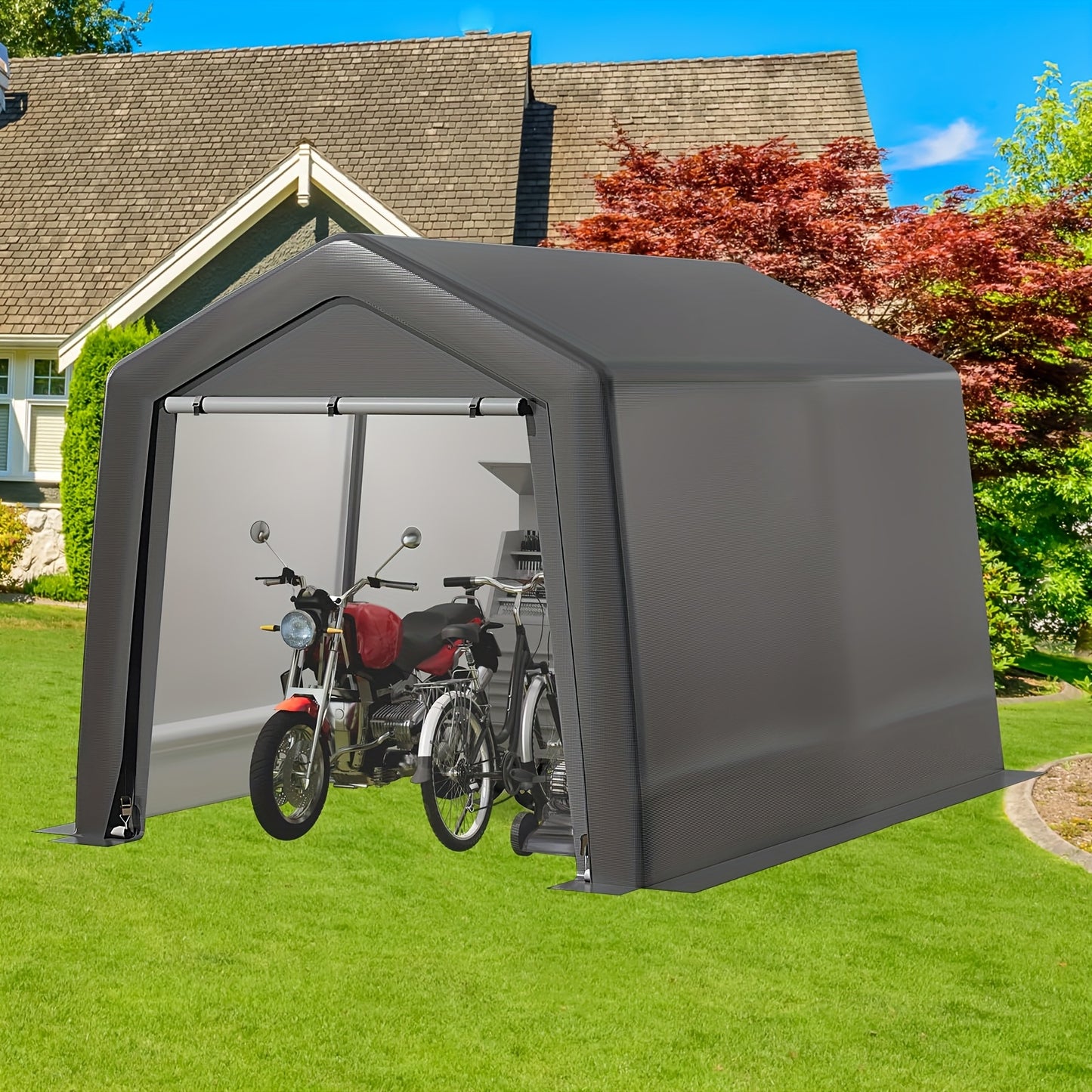 Opbergtent – Berghok – Carport – Schuurtent – Stallingtent – Waterdicht PE-zeil – Versterkt Metalen Frame – Groot 244x366x235 cm